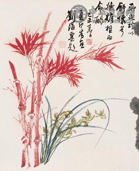 夏伊乔 1979年作 兰竹图 立轴 设色纸本