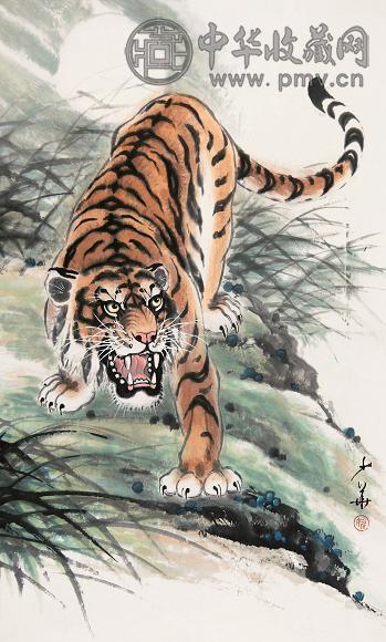 姚少华 虎 立轴 设色纸本