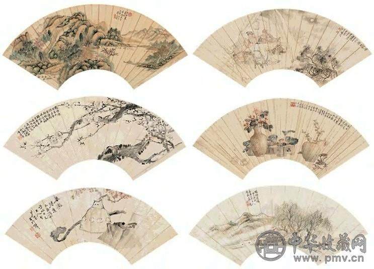 王振声华日曾潘文熊等 录壑奇卉集 扇面 纸本设色