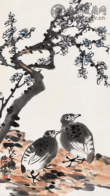 魏隐儒 安居图 立轴 纸本