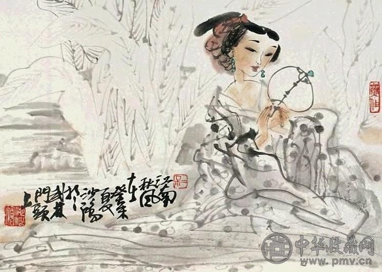 池沙鸿 江南秋风 镜心 设色纸本