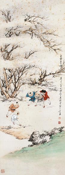 吴光宇 1941年作 婴戏图 立轴 纸本设色