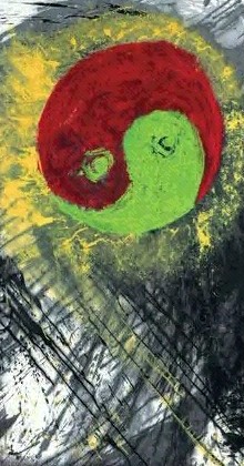 赵春翔 阴阳 压克力 水墨纸本 裱于画布