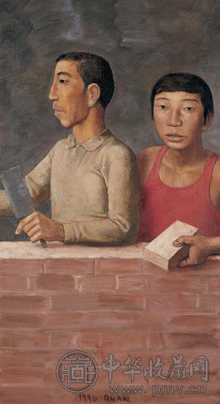 段建伟 1996年作 大工小工 布面油画