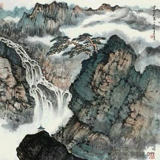 张尔宾 1997年作 云壑松泉 立轴 设色纸本