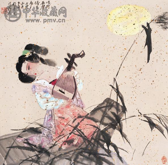 杨力舟 1992年作 此时无声胜有声 立轴 设色纸本