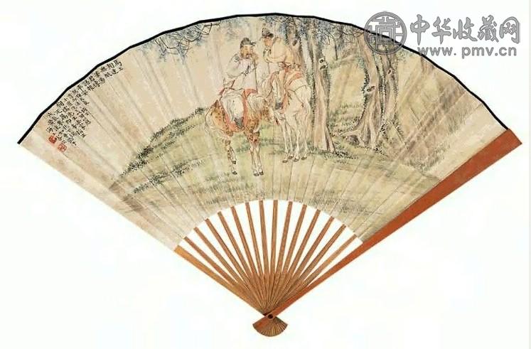 黄淡如 戊辰(1928) 马上相逢 楷书 扇面 设色纸本