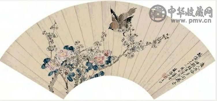 朱称 花卉 扇面 设色纸本