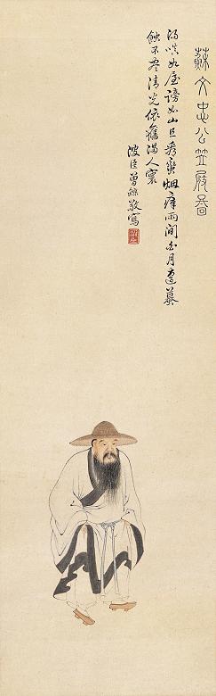 曾鲸(款) 苏文忠公笠屐图 立轴 设色纸本