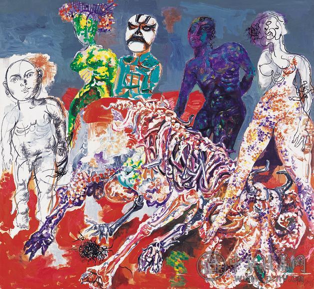 贾涤非 2001年 蜕变的动物 布面油画 丙烯