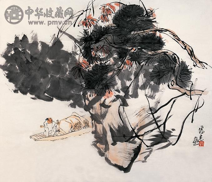 方增先 泛舟图 镜心 设色纸本