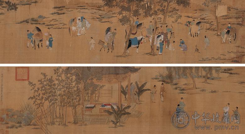 金应桂 人物 手卷 设色绢本