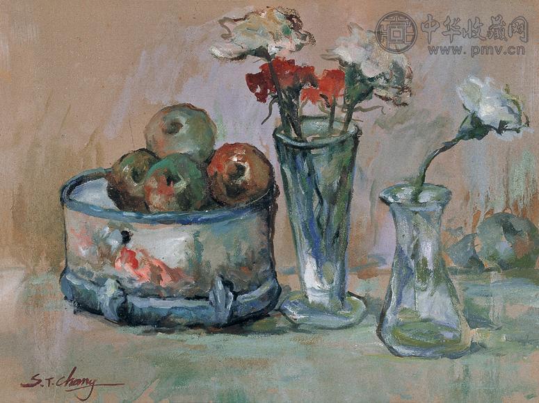 张自正 瓶花 油彩·纸本