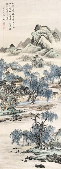 朱竹云 柳绿桃红 立轴 纸本