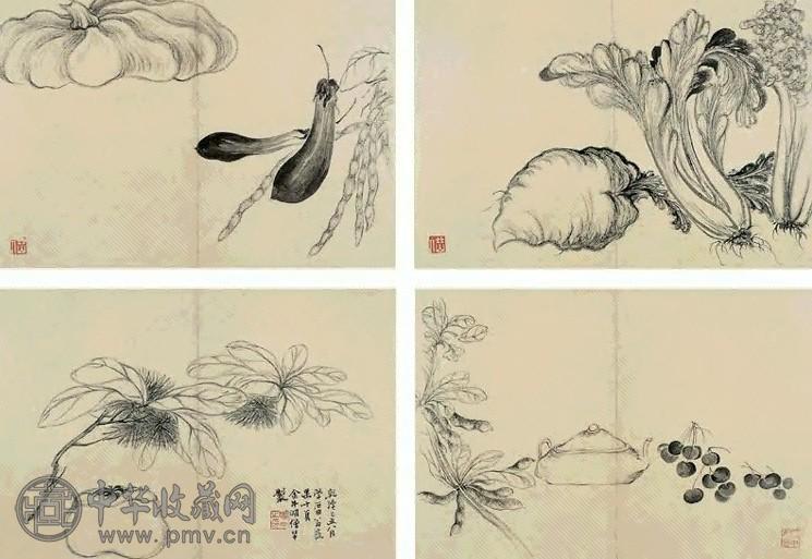 清 明中 蔬果 册页(10开选4)