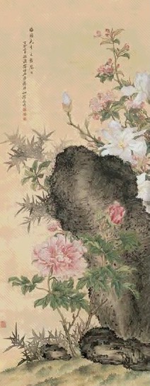 罗朝汉 富贵图 立轴 设色绢本