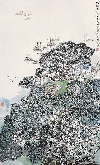 金志远 太湖秋色 立轴 设色纸本