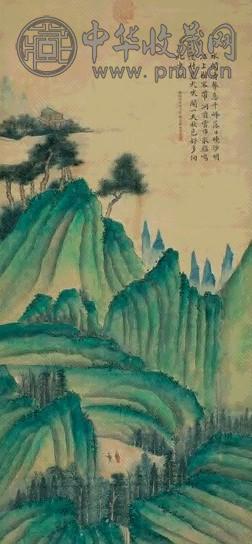 刘蜜 携琴访友图 立轴 设色绢本