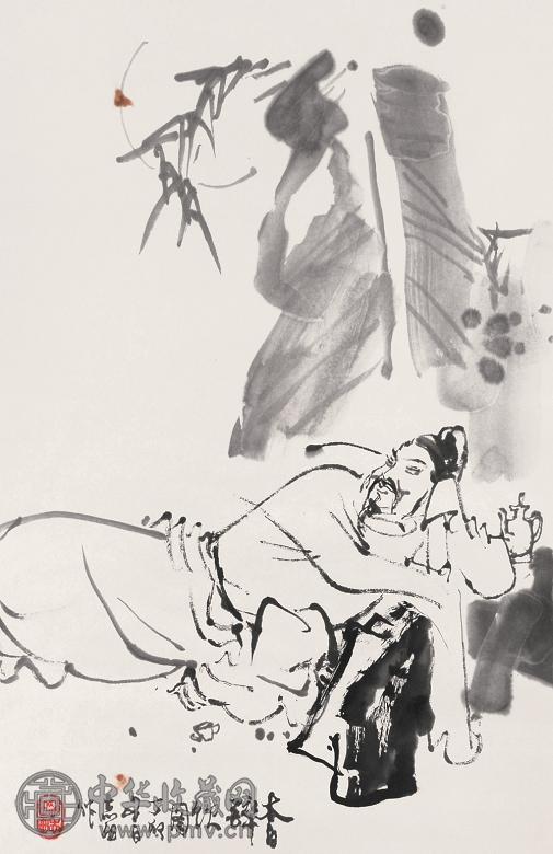 赵志田 太白醉酒图 立轴 纸本