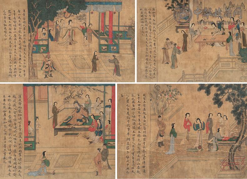 王振鹏(款) 弄笛图 手卷 绢本