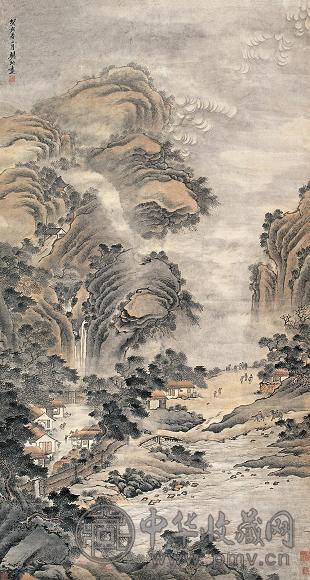 樊圻 癸亥(1683年)作 山水 立轴 设色纸本