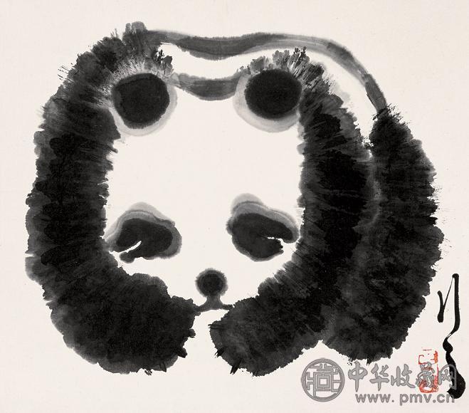 张正宇 熊猫盼盼 立轴 水墨纸本