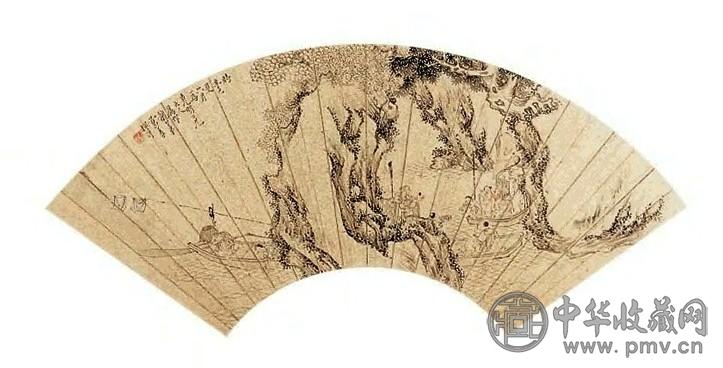 葛尊 清道光 渔乐图 扇面