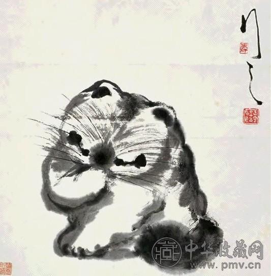 张正宇 猫也沉吟 立轴 水墨纸本