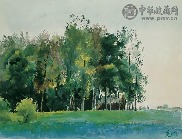 张充仁 春绿 水彩画