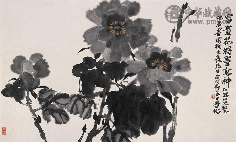 林丰俗 牡丹 镜心