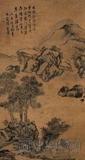 谢兰生 1786年 斜阳松壑 立轴 水墨绢本