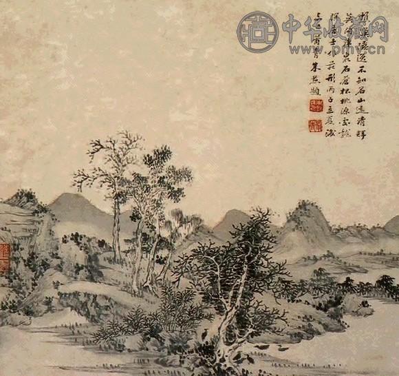 李嘉福 山水、人物 镜心 纸本