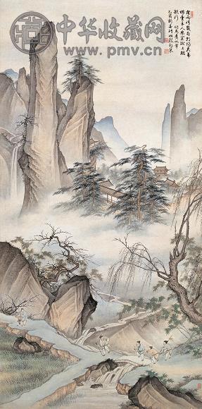 殷梓湘 仿马远山水 镜心 设色纸本