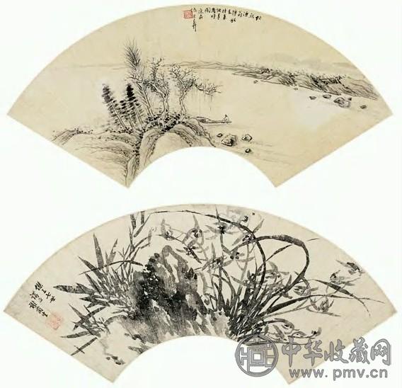 谢兰生 清 山水 扇面(10帧选2）