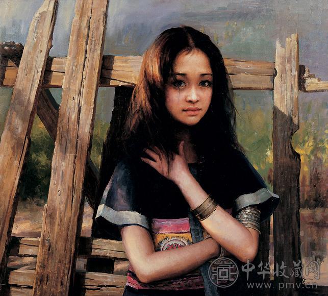 鲍振 1905年 少女塔娜 布面油画