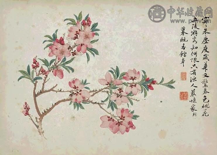 曹华 桃花图 立轴 设色纸本