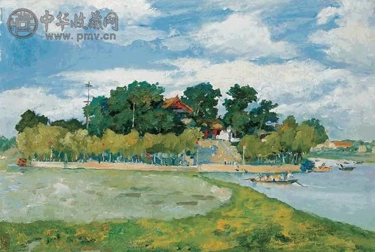 费以复 约60年代作 太湖一景 油彩 纸本