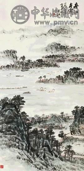 朱恒 春江春霁 立轴 设色纸本