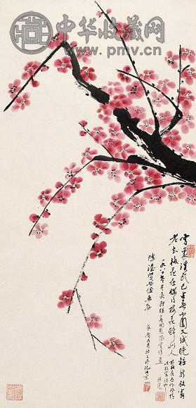 吴祖光 新凤霞 红梅花醉图 镜心 设色纸本