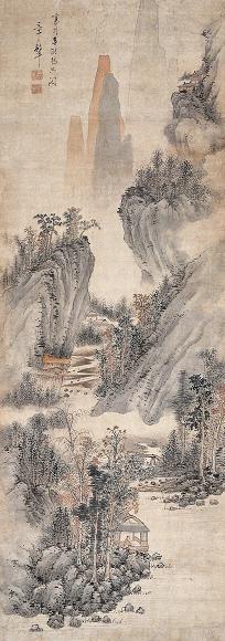 章声 山水 立轴 纸本