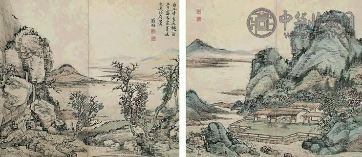 清 罗烜 山水 册页(10开选2)