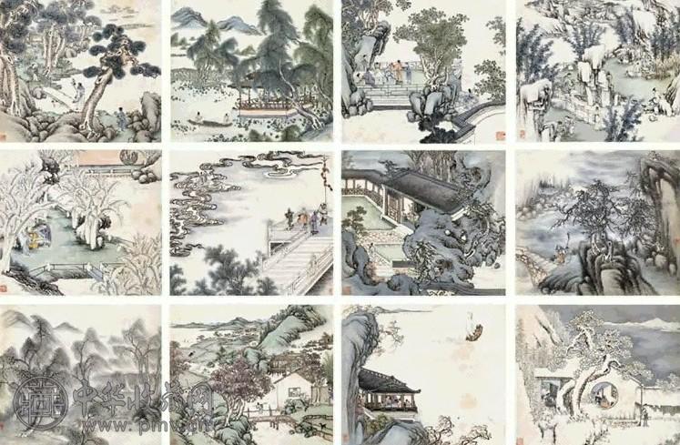 葛尊 十二月令雅兴图册 册页(12开) 设色纸本