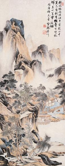 溥伒 仿唐六如山水 镜心 纸本