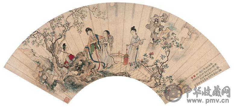 冯箕 仕女 扇面 设色纸本