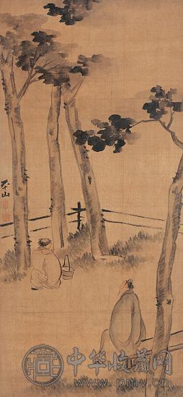 张路(传) 洗桐图 立轴 设色绢本