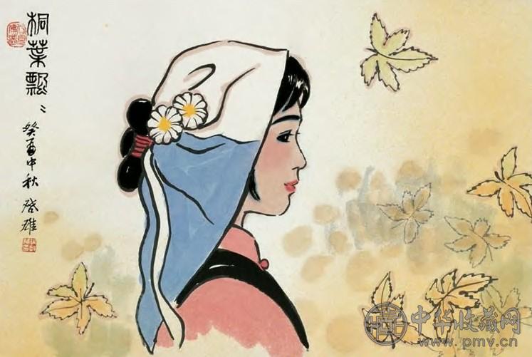 徐启雄 桐叶飘飘 立轴 墨色纸本