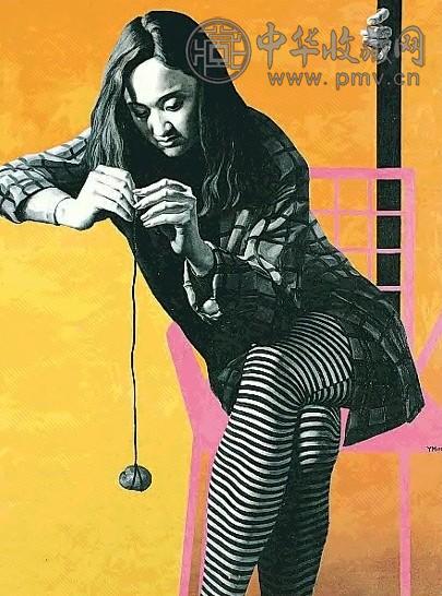 喻红 1989年作 金色画像 油画画布