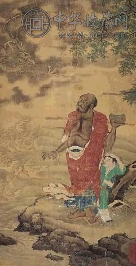 明末清初 陈卓 降龙罗汉 镜心