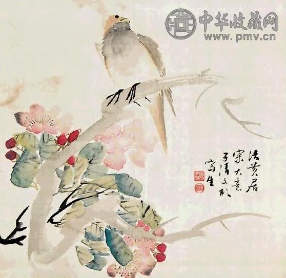 陈子清 等 花鸟 镜心 绢本