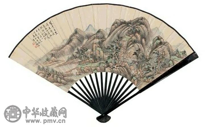 张克龢 1930年作 仿王麓台笔意 扇面 设色纸本